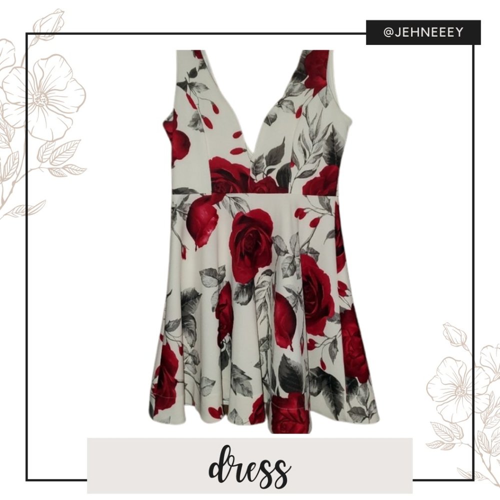 Peplum Style Red Floral Dress